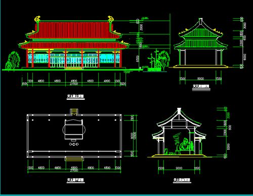 寺廟天王殿施工圖免費下載 園林古建
